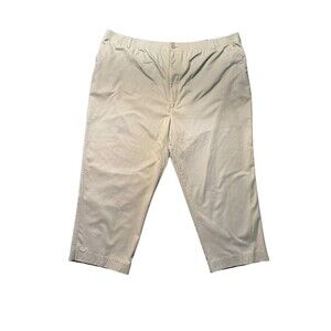 Falcon Bay Mens 54X30 Chino Pants Beige Elastic Waist Casual Comfort Fit EUC